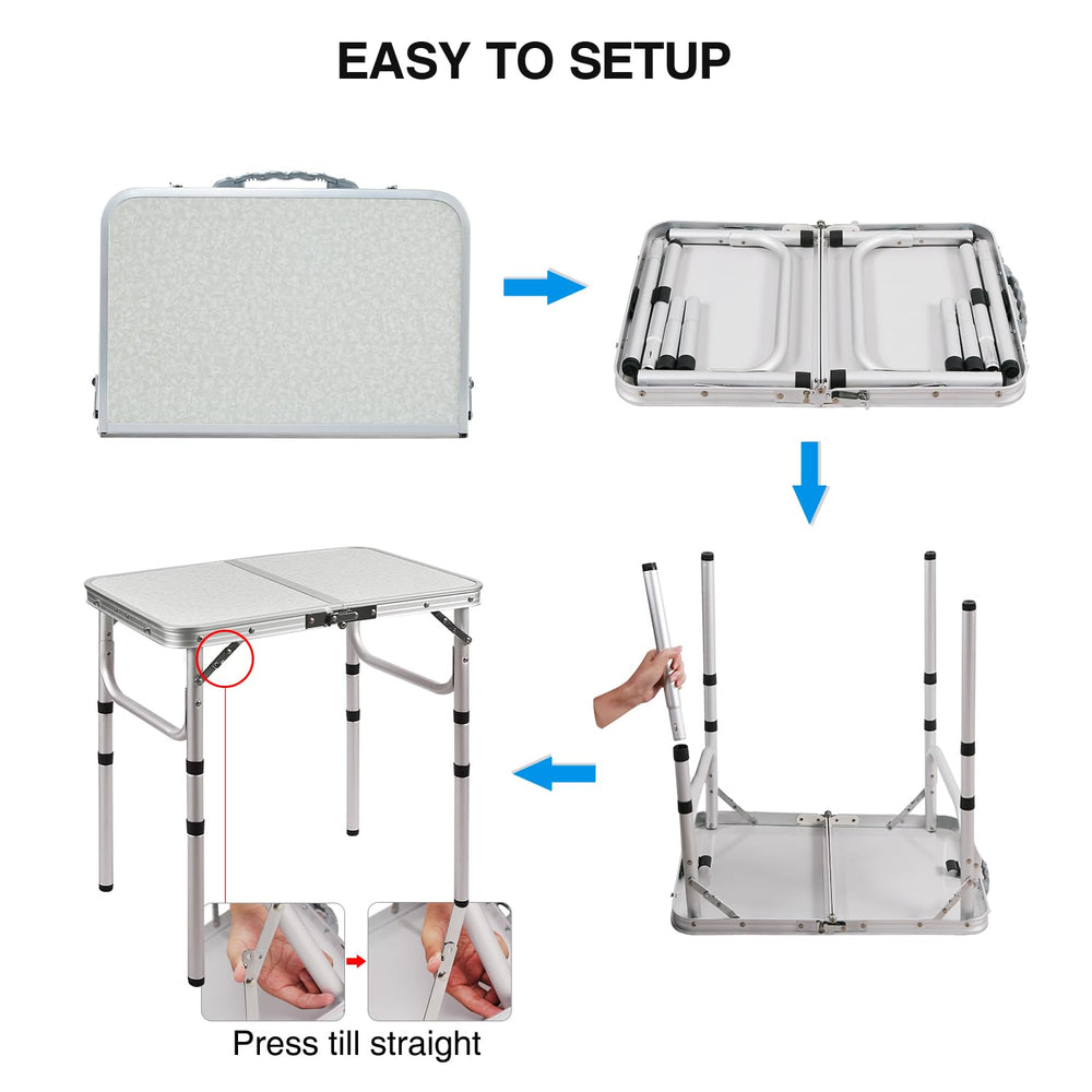 RedSwing portable table with secure latch in rugged outdoor scene.