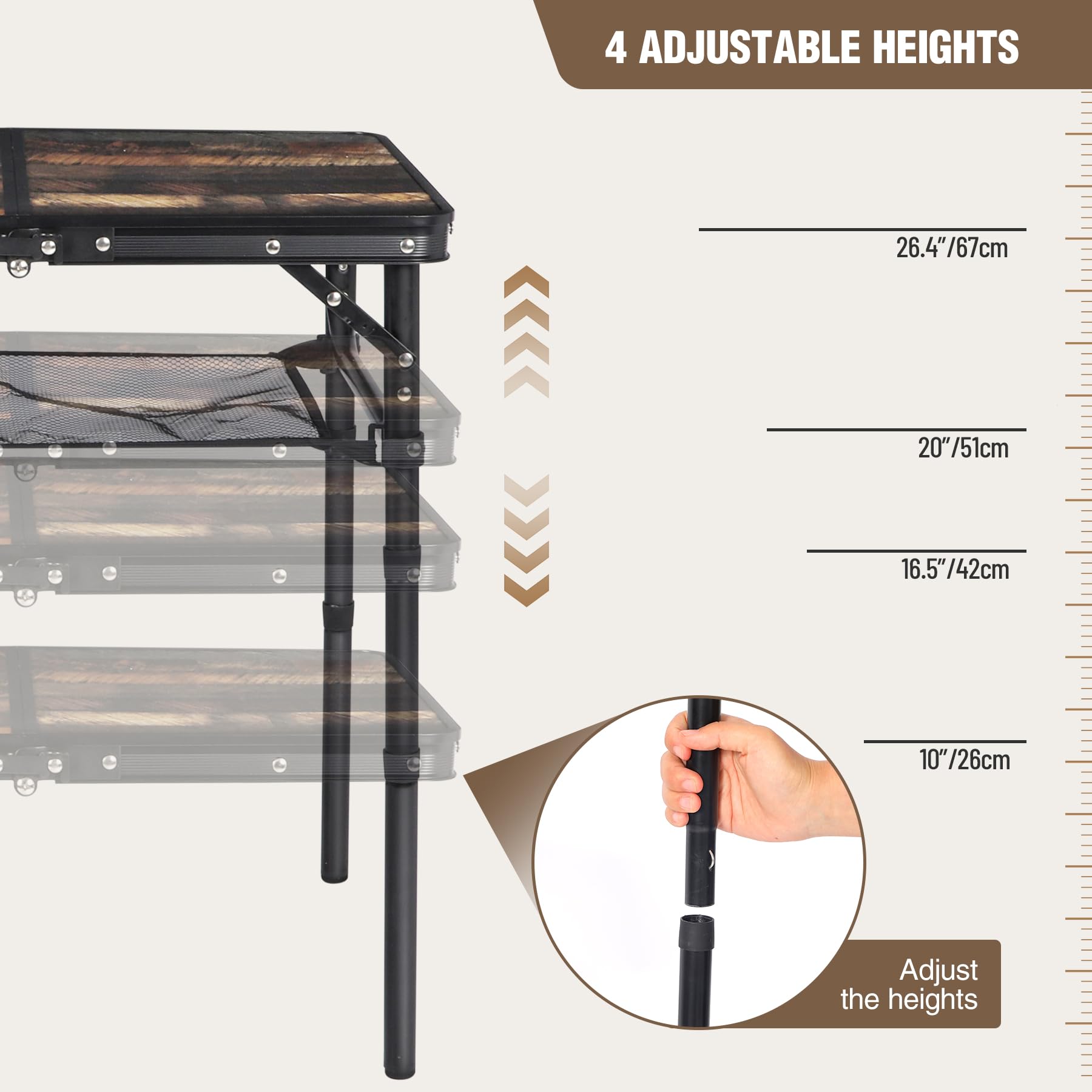 RedSwing waterproof MDF tabletop resists outdoor conditions and rust.