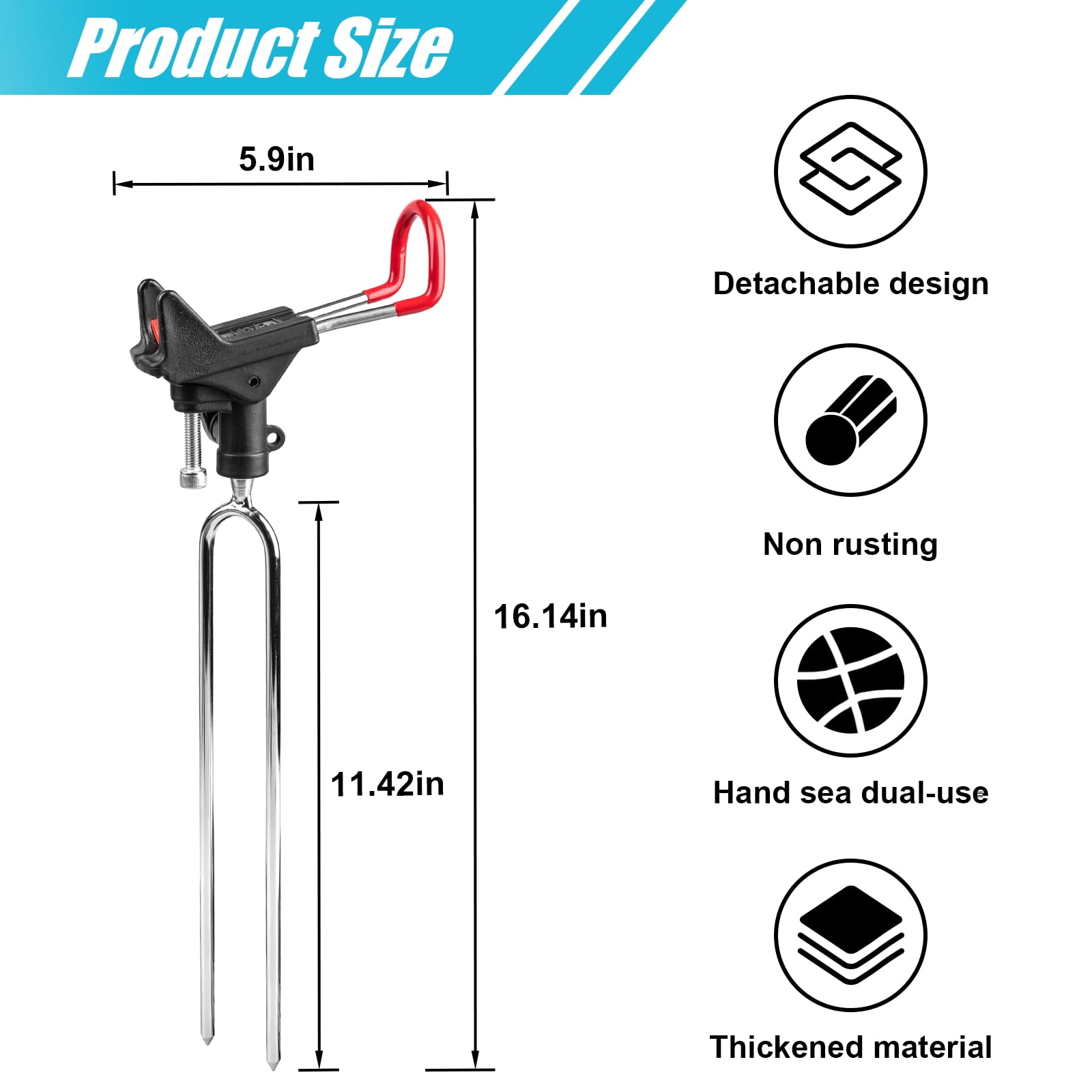 Vertical tilt feature of ReeMoo rod holder showing 130-degree angle