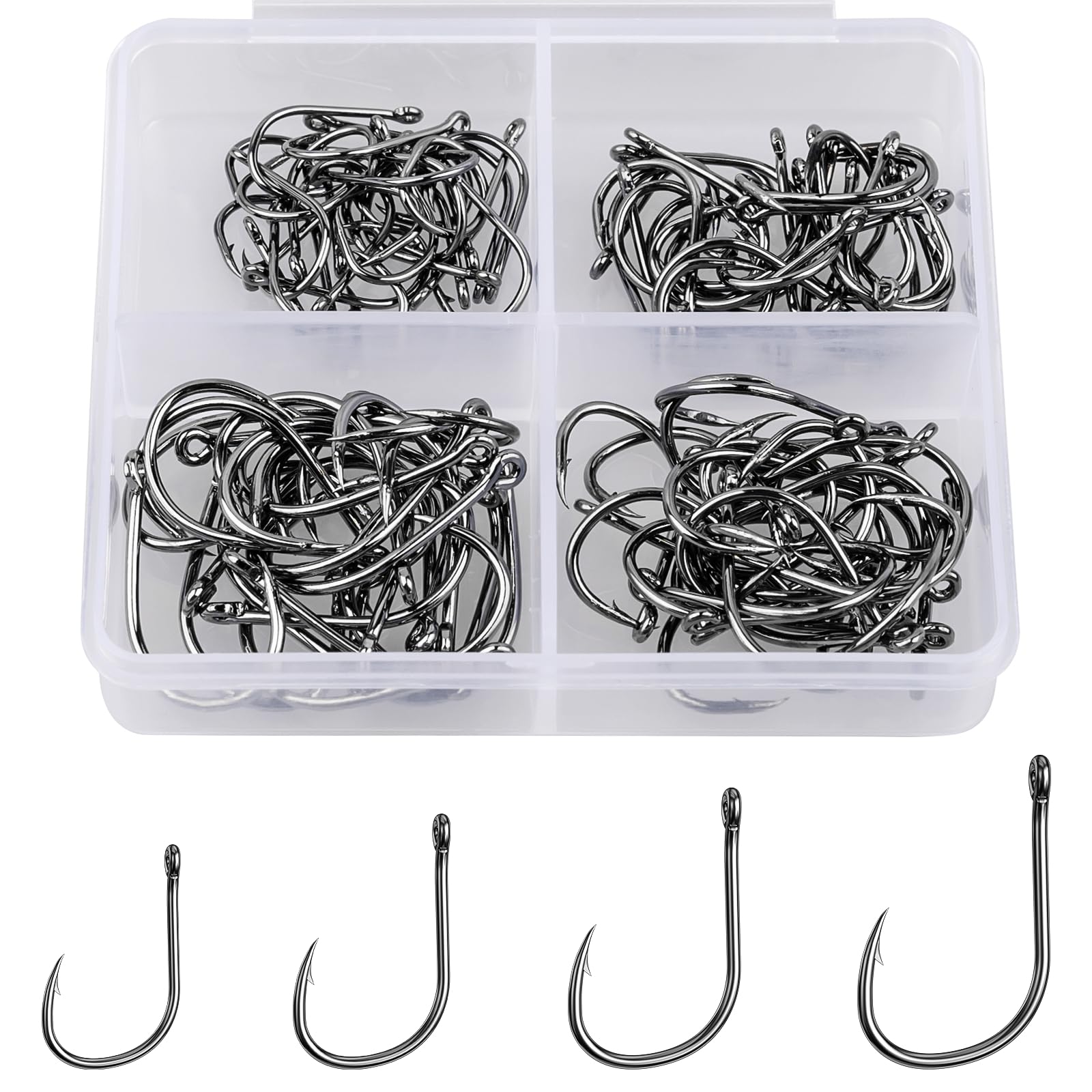 ReeMoo premium fishing hooks in portable plastic box