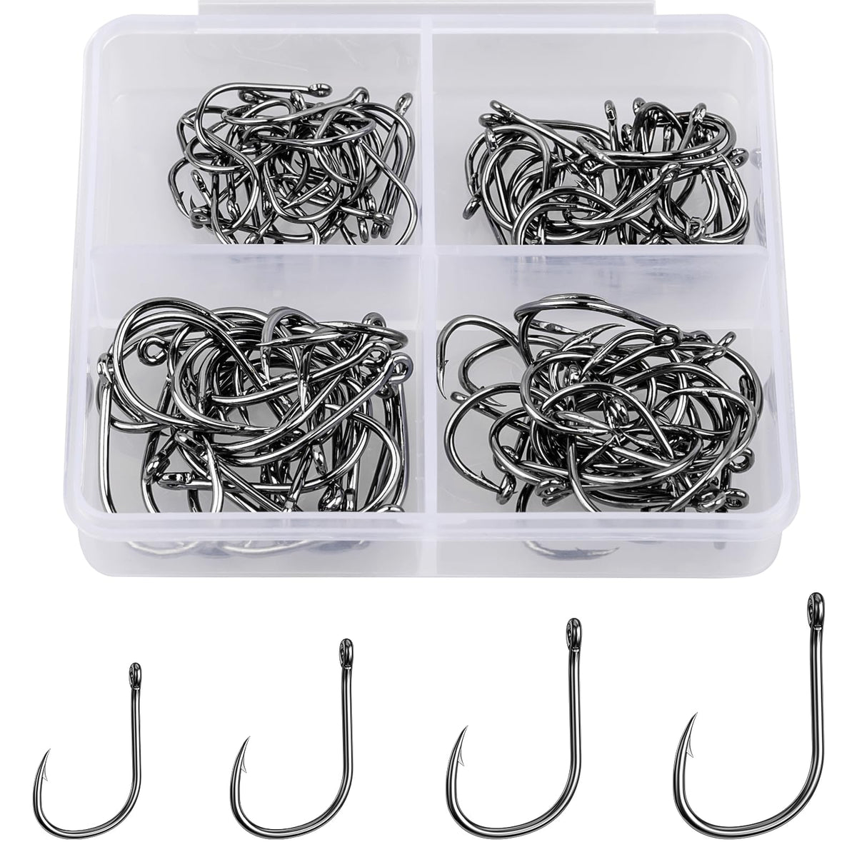 ReeMoo premium fishing hooks in portable plastic box