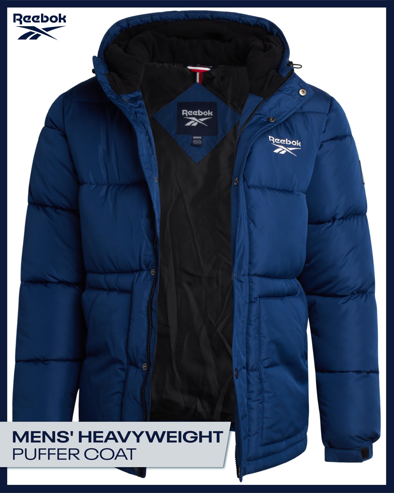 Reebok mens winter jacket back view showcasing silhouette