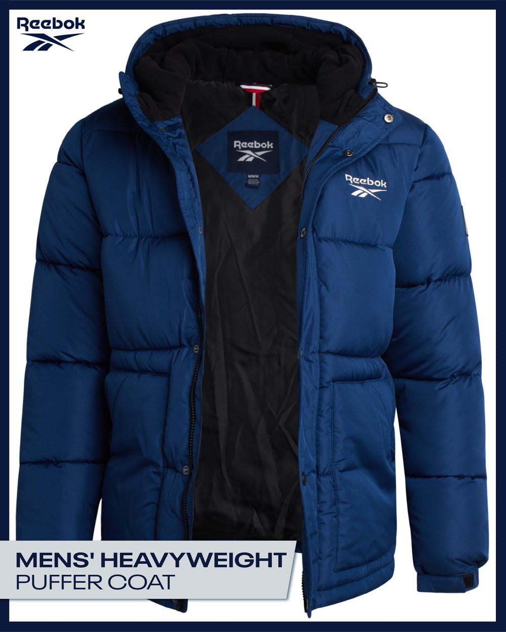 Reebok mens winter jacket back view showcasing silhouette
