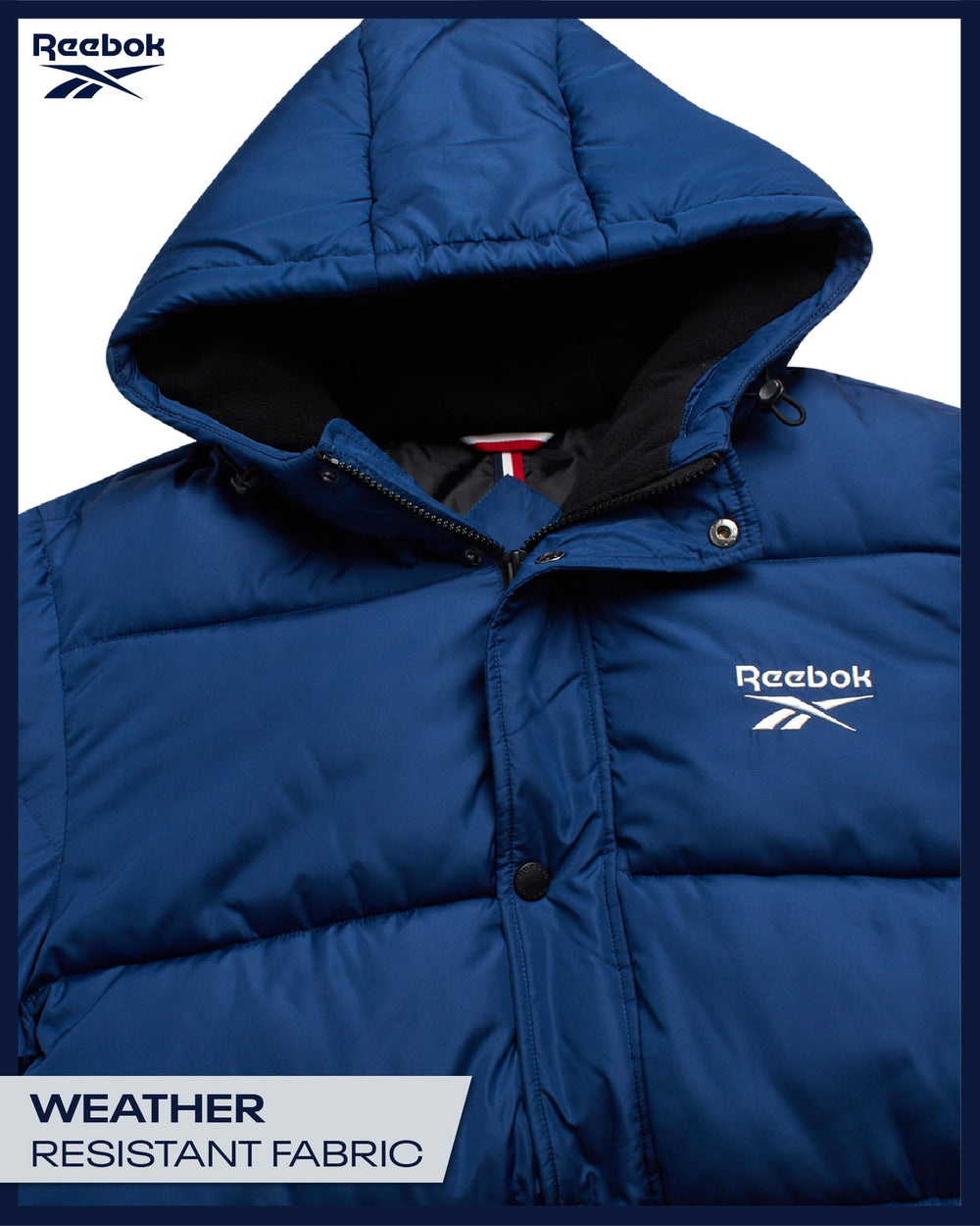 Reebok mens winter jacket cuff adjustments for secure fit