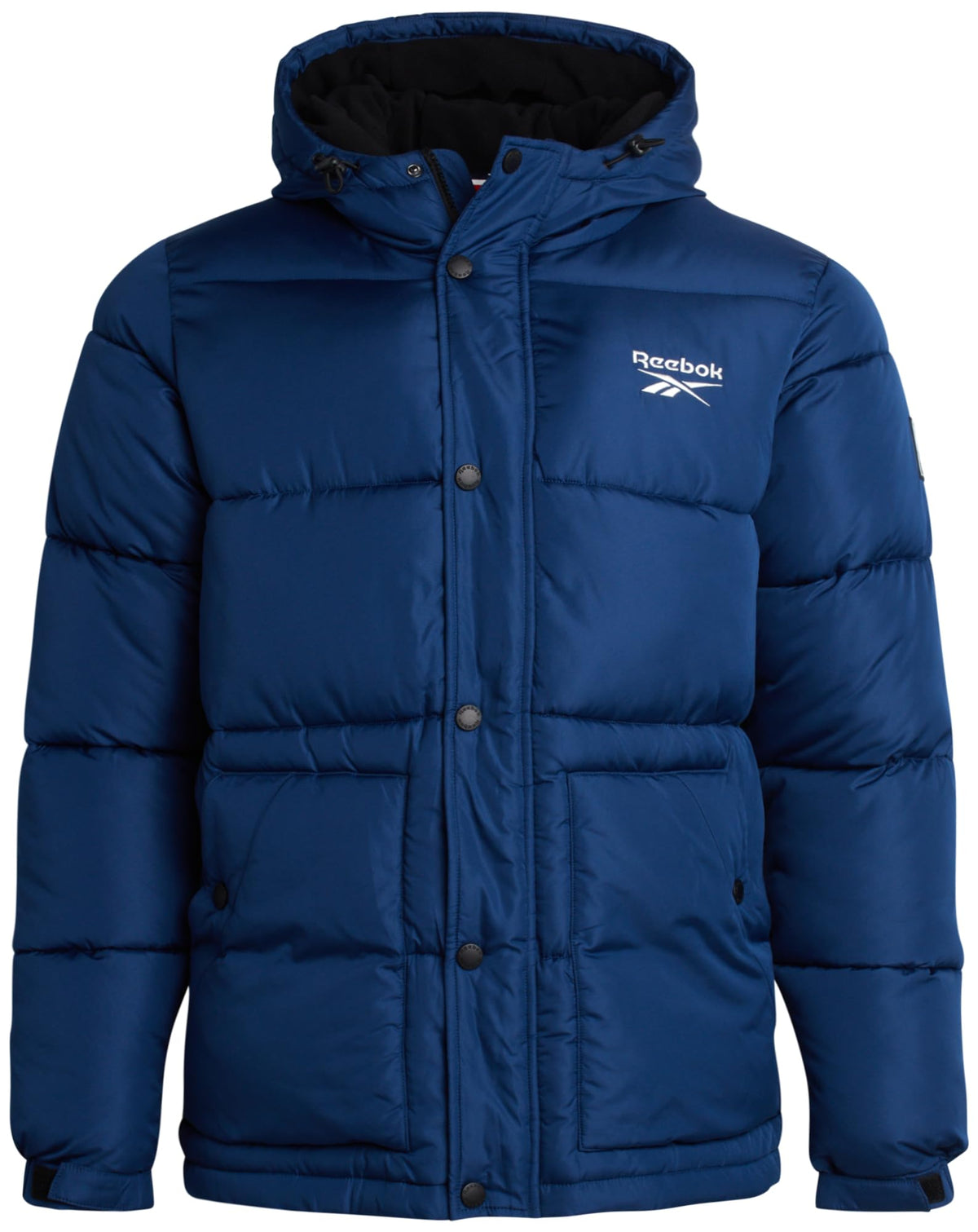 Reebok mens winter jacket front view batik blue quilted insulation