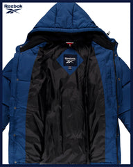 Reebok mens winter jacket hood in protective setup