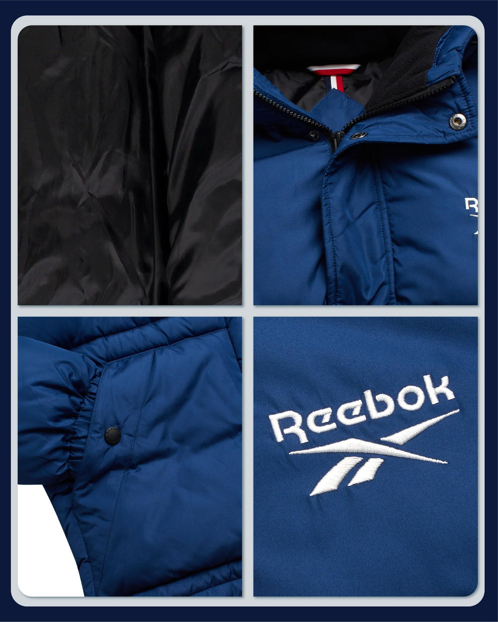 Reebok mens winter jacket quilt-detail with down-alternative fill