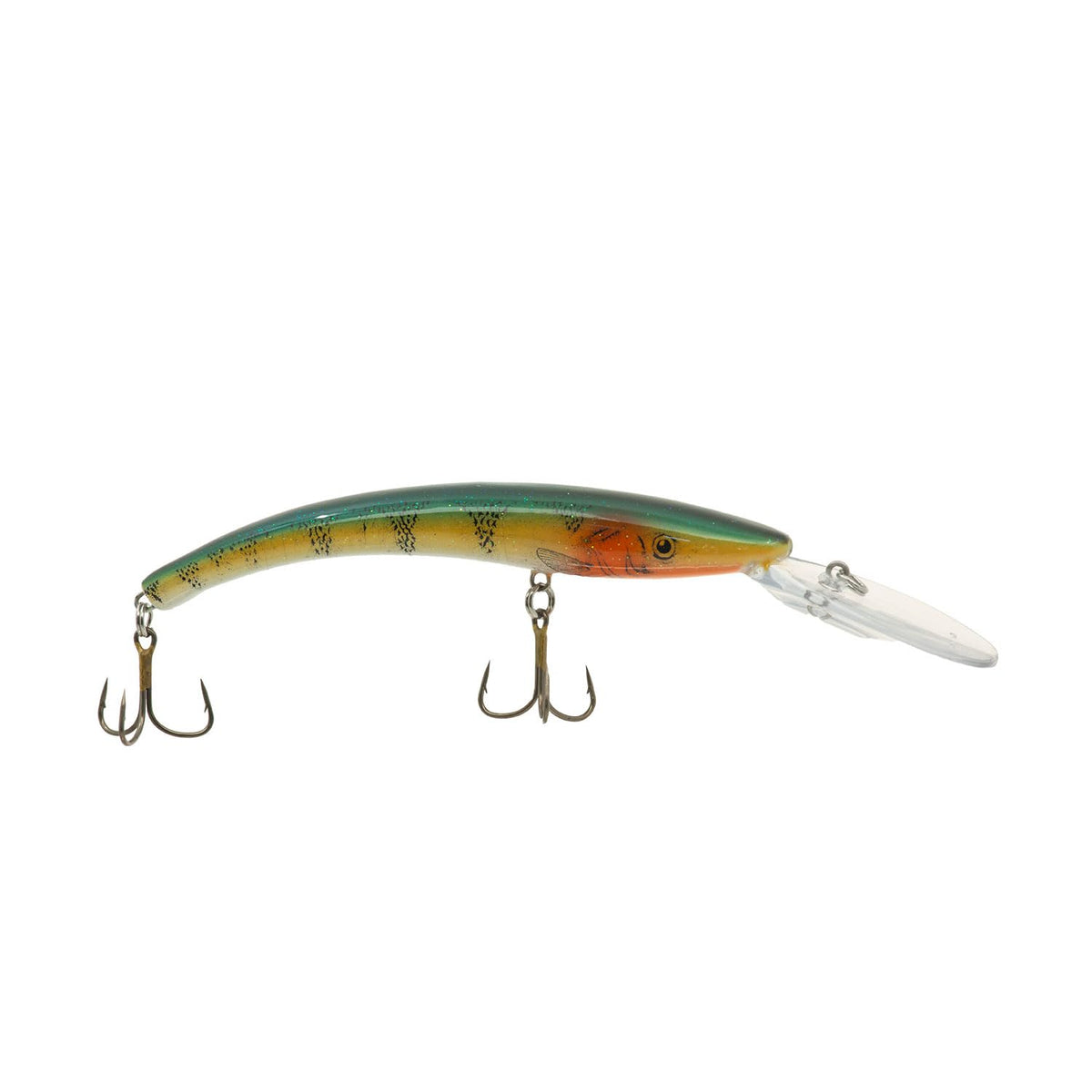 Reef Runner 800 Series Deep Diver lure in Green Perch color, deep-water trolling action that attracts strikes