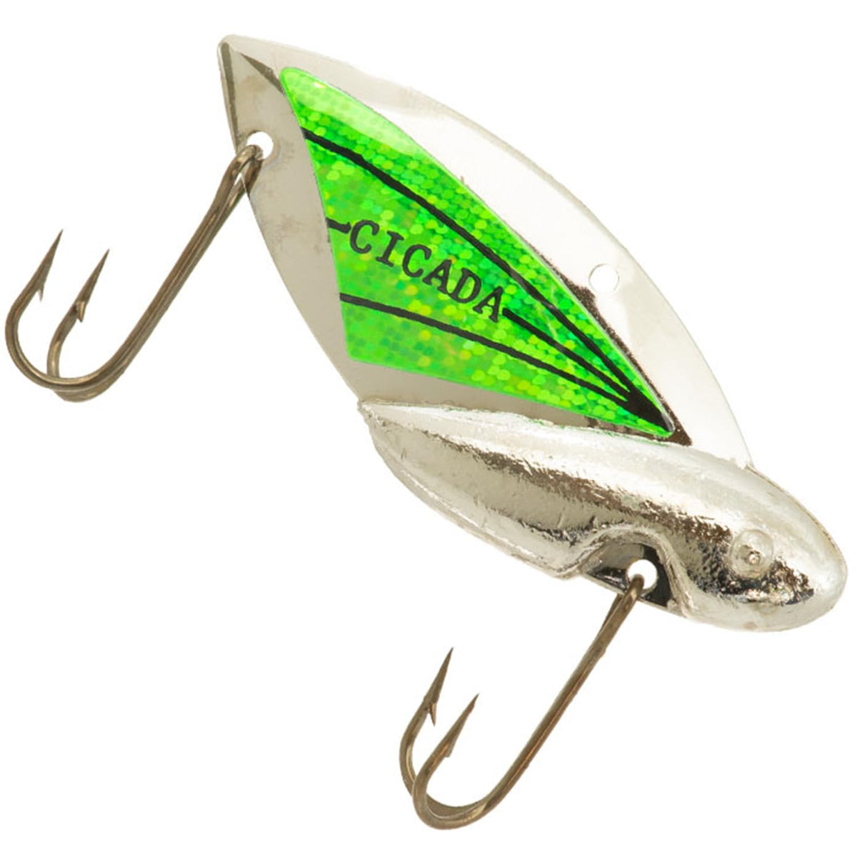 REEF Reef Runner Cicada Lure 1/2 oz Silver/Hot Green, ideal for casting and jigging