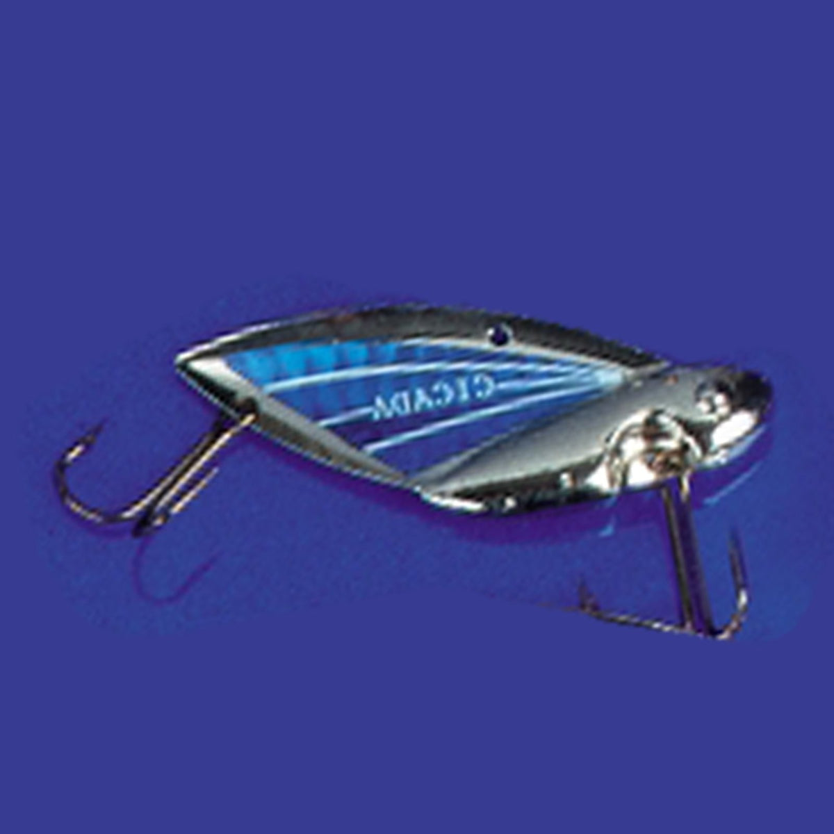 Reef Runner Cicada Lure in silver blue offers vivid finish for jigging and casting.