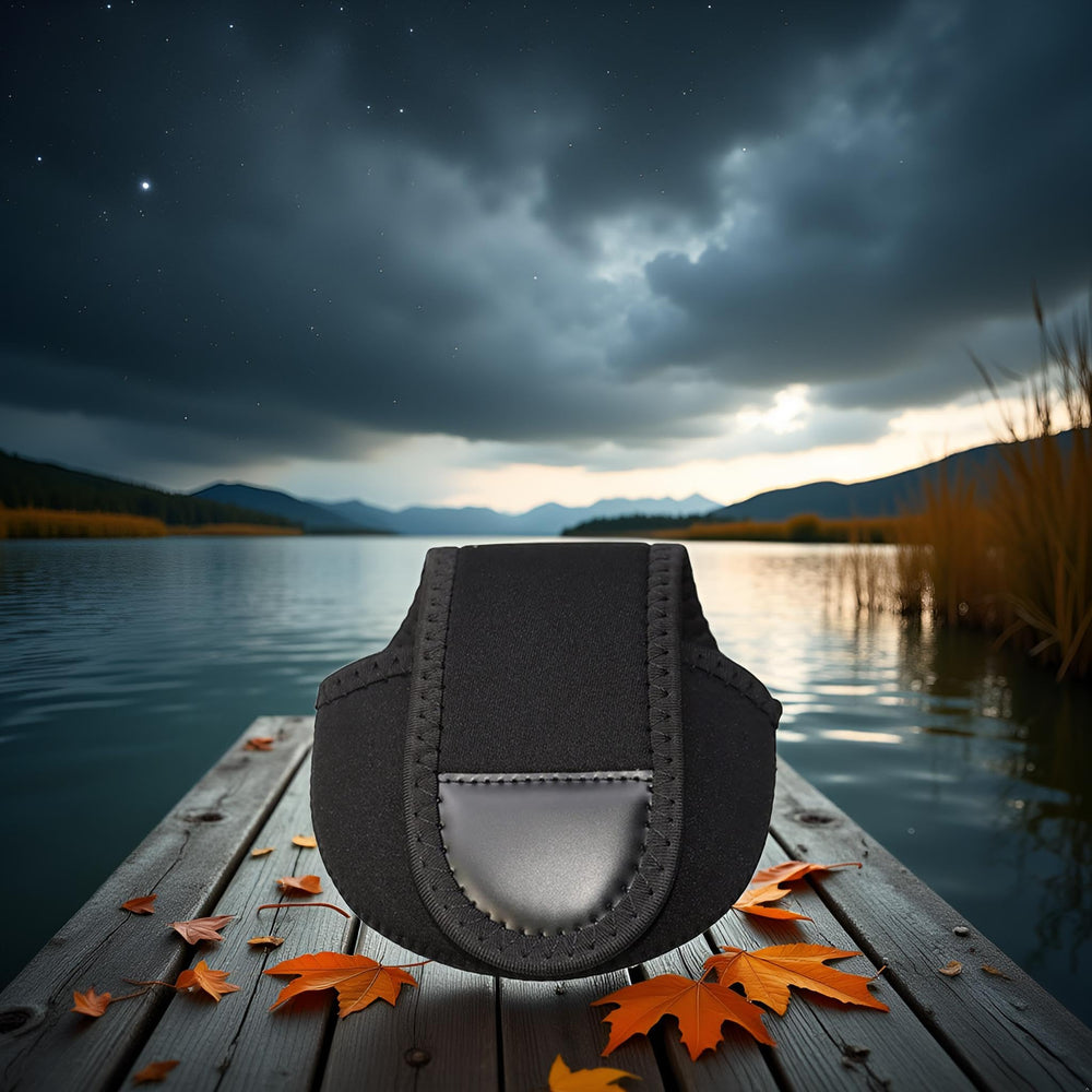 Easy-on, easy-off stretchable opening reel cover