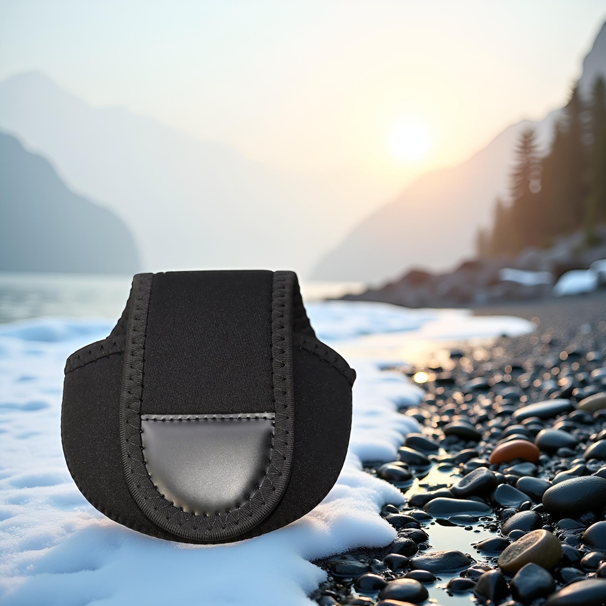 Water-resistant black reel cover for harsh fishing environments