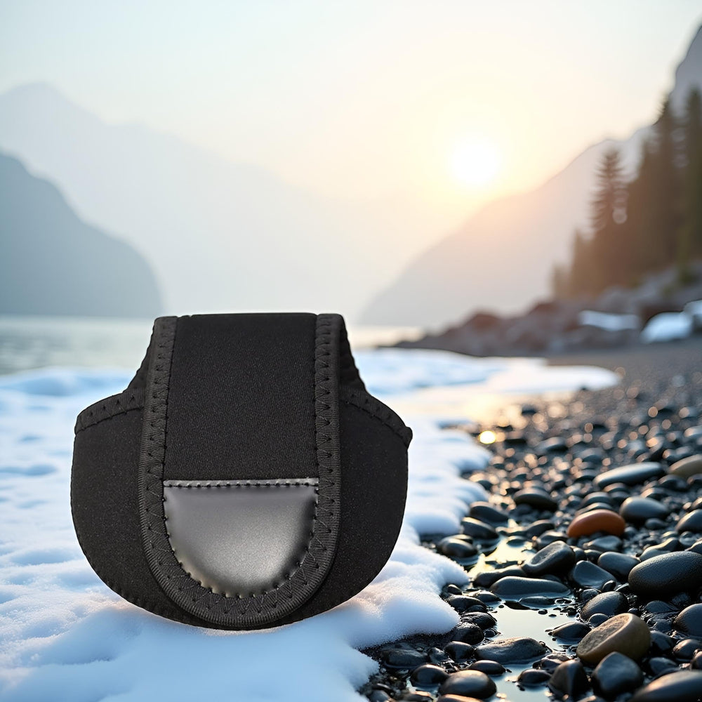 Water-resistant black reel cover for harsh fishing environments