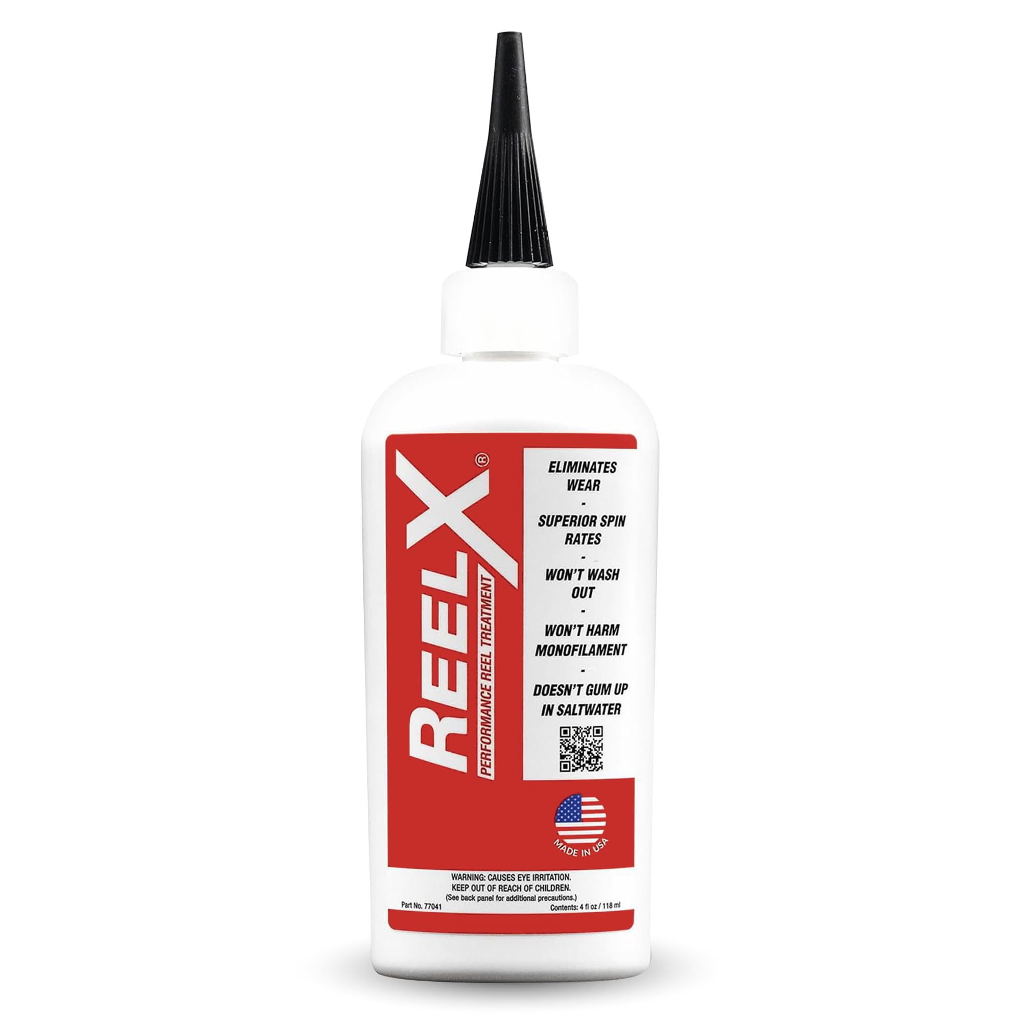 ReelX 4oz bottle applying lubricant for smoother casting and protection.
