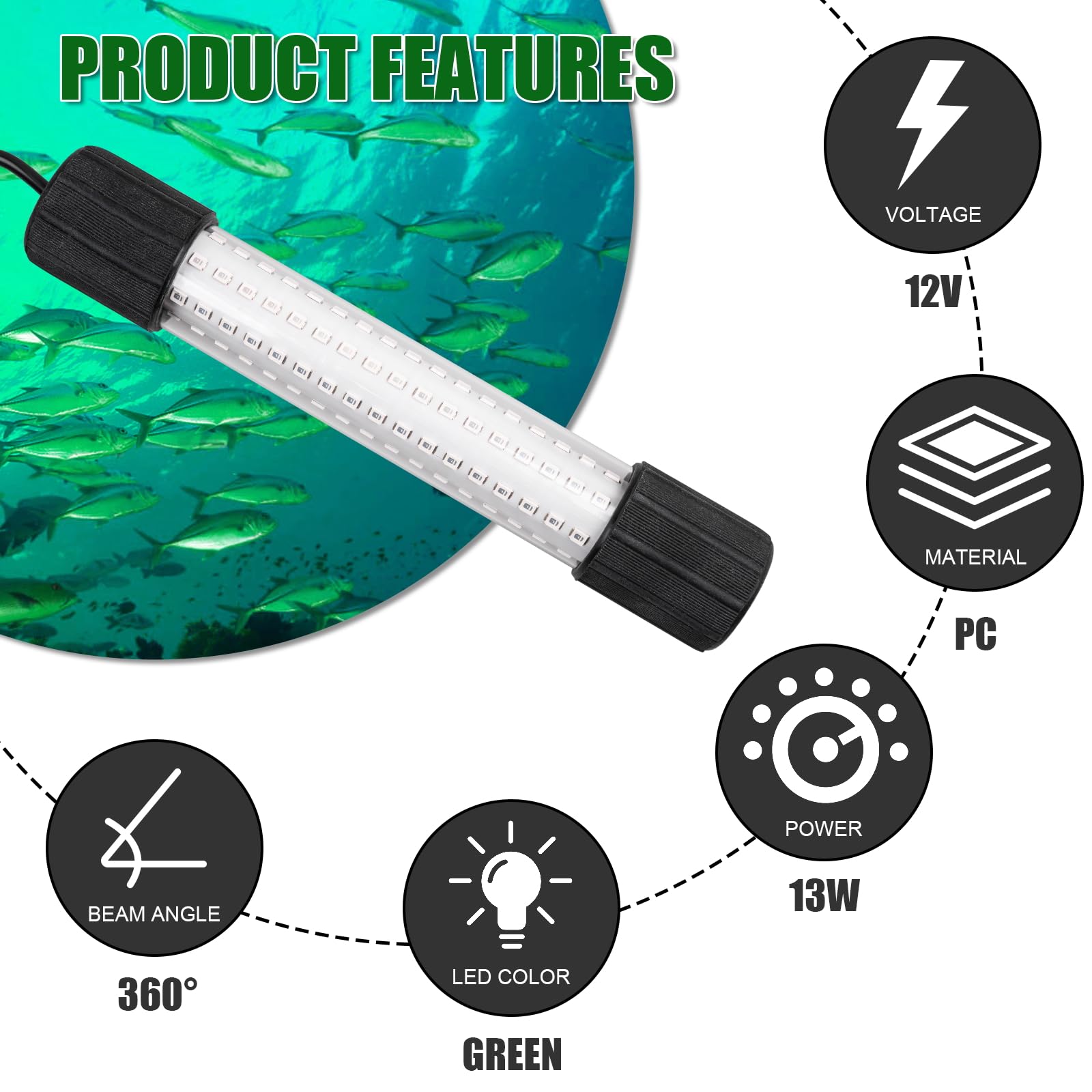 13W power with 126 LEDs for bright night fishing attraction