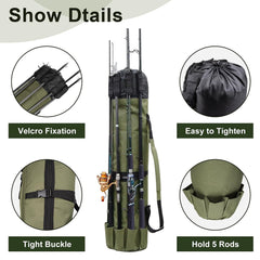 Outer pockets with locking carabiners on ReeMoo rod bag
