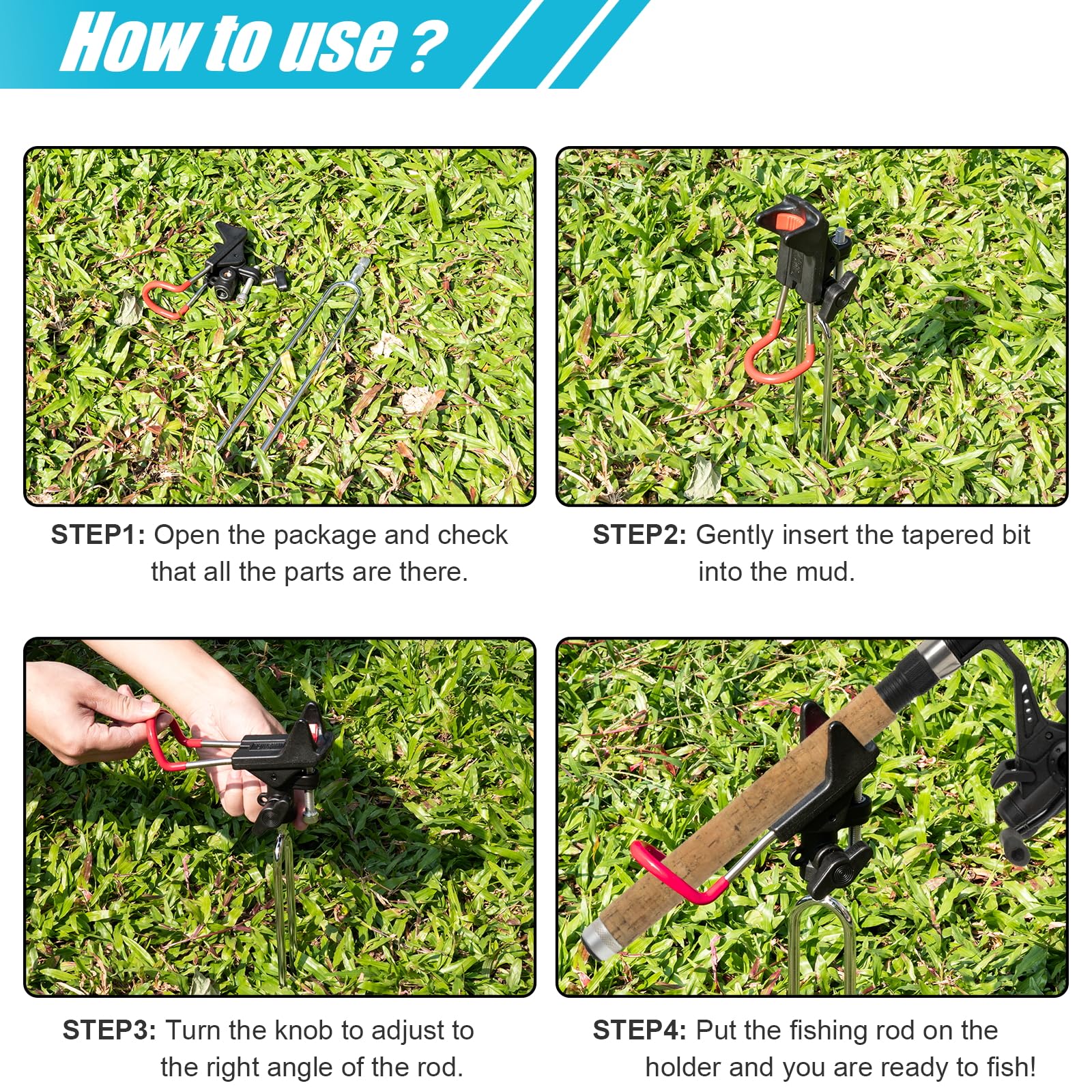 U-shaped rubber at the back and non-slip pads protect the rod.