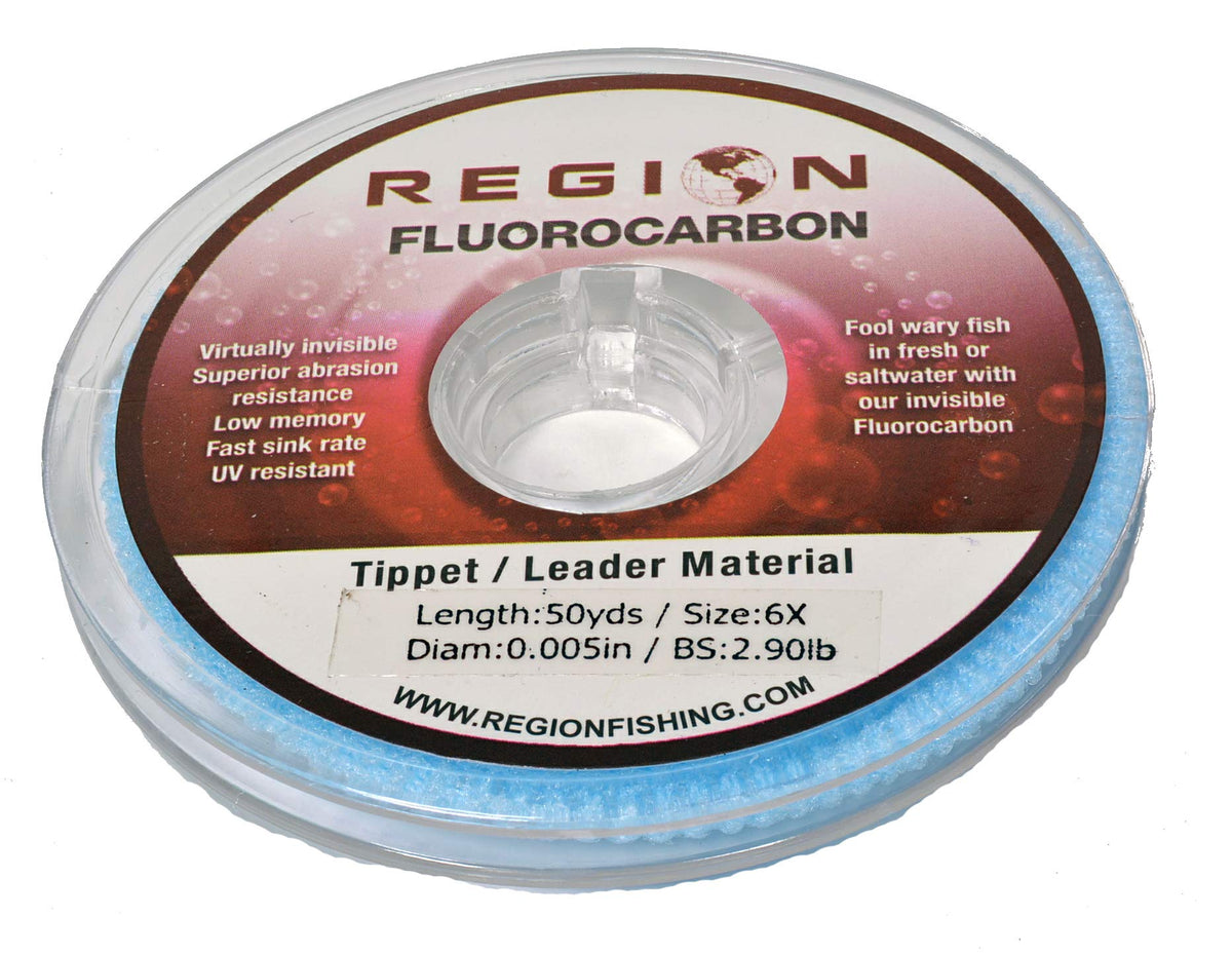 Region Fishing 50YD fluorocarbon tippet shows low visibility for stealthy presentations