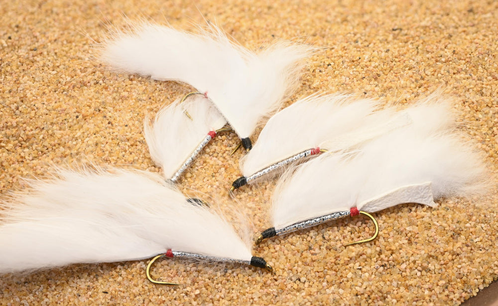 Region Fishing 6ct White Zonker Streamer on hook closeup for versatile drift