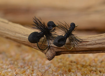 Region Fishing ant dry fly tied on Mustad Signature hook 14 for precise presentation
