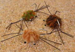 Region Fishing camo crab saltwater fly on a Duratin hook for permit, bonefish, tarpon