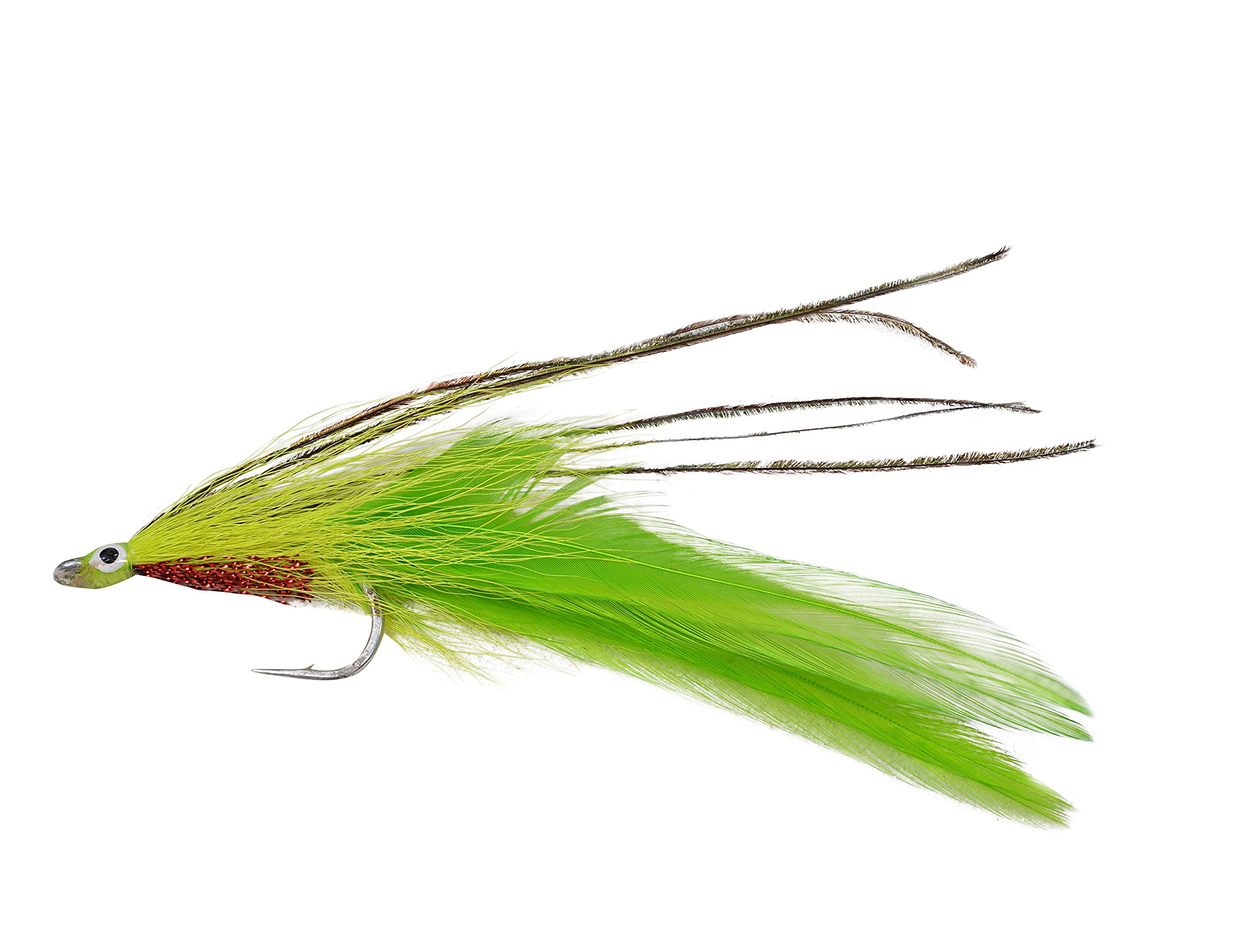 Region Fishing Chartreuse Tarpon Saltwater Streamer on 3/0 Mustad hooks, ideal for tarpon and other saltwater species