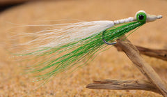 Region Fishing lime-white Clouser eye detail, signals flash for attracting predatory fish
