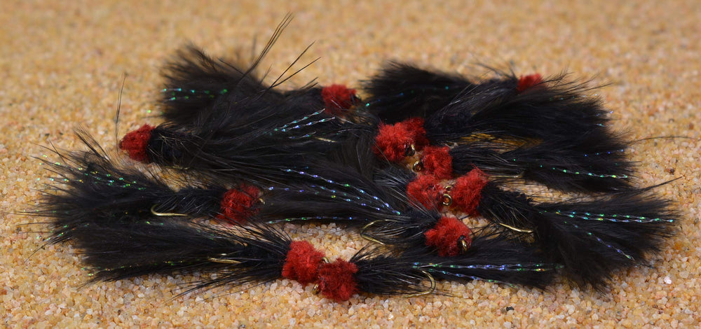 Region Fishing egg-sucking-leech-fly closeup on black hook #10 shows durable Mustad construction