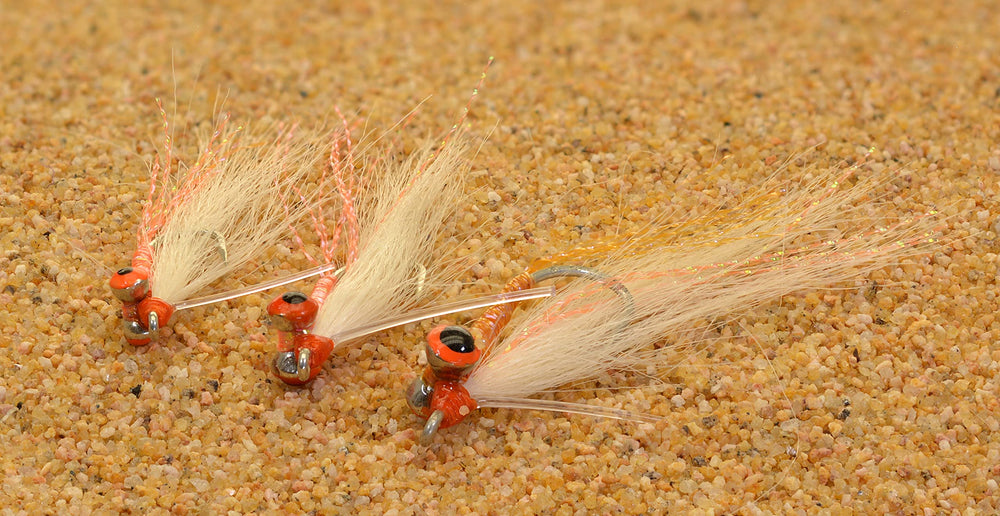 Region Fishing Gotcha Christmas Island Fly orange crystal wraps showcase lifelike movement for Permit and Redfish