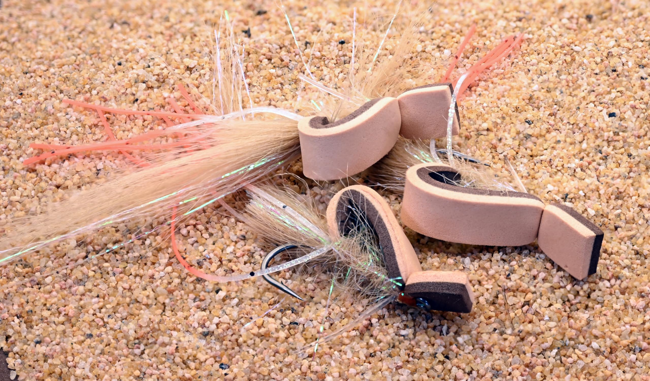 Region Fishing Gurgler Top Water Fly in tan and brown foam creates wake to attract saltwater fish