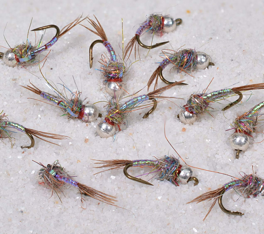 Region Fishing Rainbow Warrior Midge Nymph bead detail highlighting premium Mustad Signature hooks.