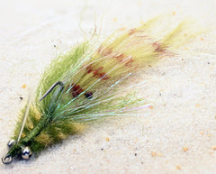 Region Fishing Redfish Crack Olive on Mustad Hook #2, ideal for shallow water casting.