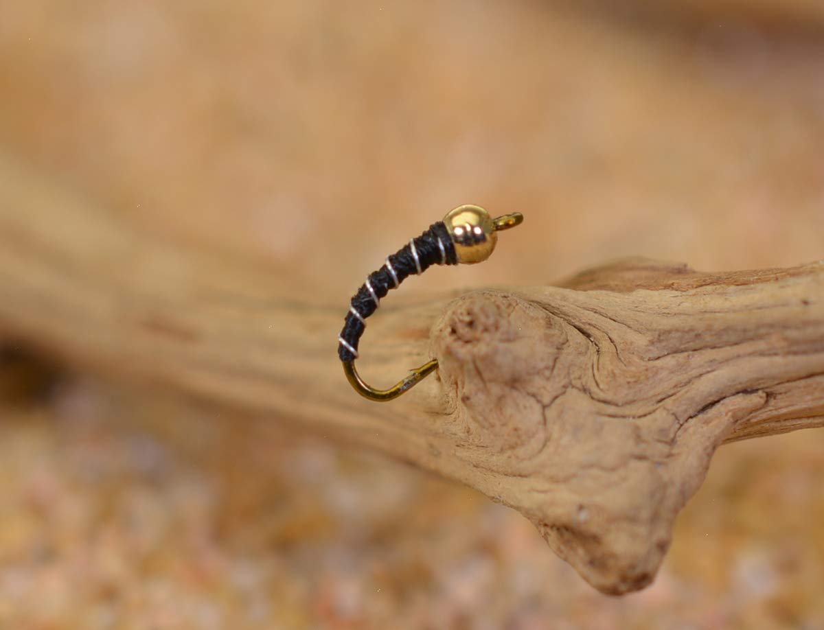 Region Fishing tungsten bead head black zebra midge fly for deeper depth and chironomid realism