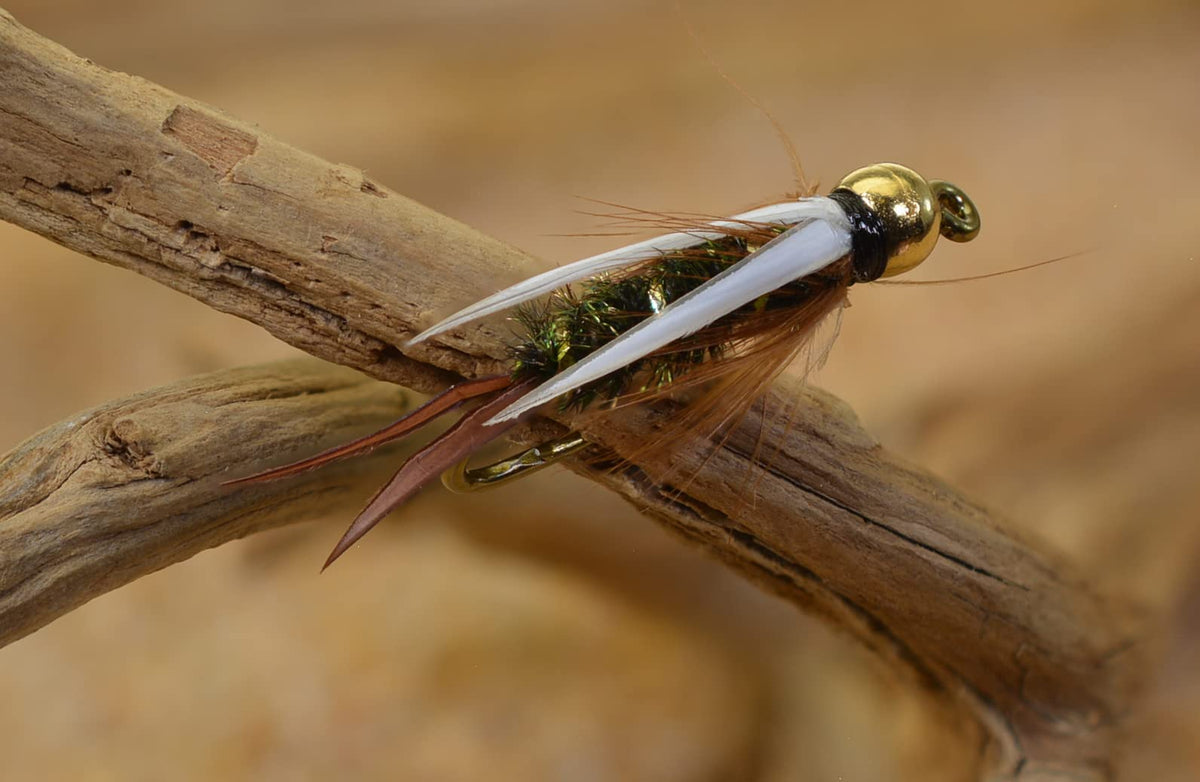 Region Fishing tungsten bead head prince nymph - front view showing weight for faster sinking
