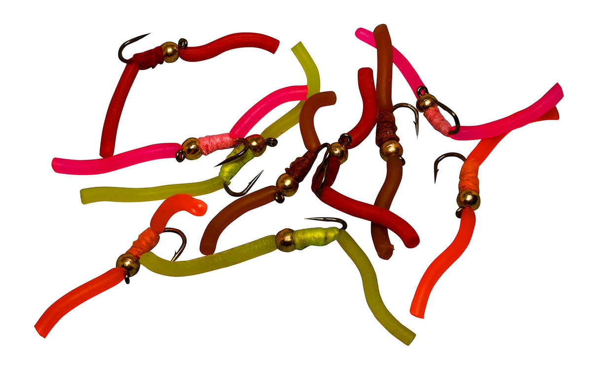 Region Fishing Tungsten Bead Squirmy Worm sinks fast for deeper trout presentation