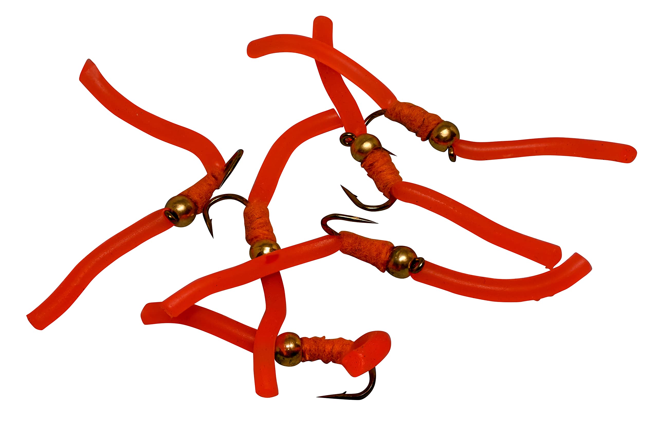 Region Fishing Squirmy Worm tungsten bead orange fly provides versatile trout lure with realistic action.
