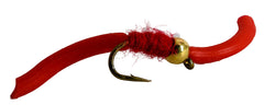 Region Fishing Tungsten Bead Squirmy Worms in red for deep-water presentation