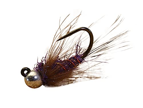 Region Fishing tungsten-duracell-jig-head-fly in flight; fast sinking into feeding lanes.