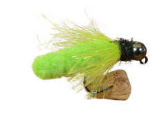 Region Fishing tungsten mop jig fly pack showing chartreuse and tan variants for versatile nymphing.