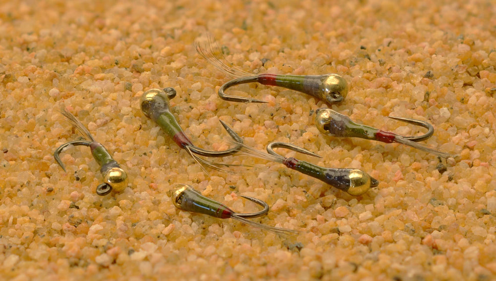 Region Fishing Tungsten Olive Hot Spot Perdigon jig hook reduces snags and improves hookups.
