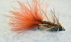 Region Fishing weighted bead head brown woolly bugger streamer with lifelike marabou tail.