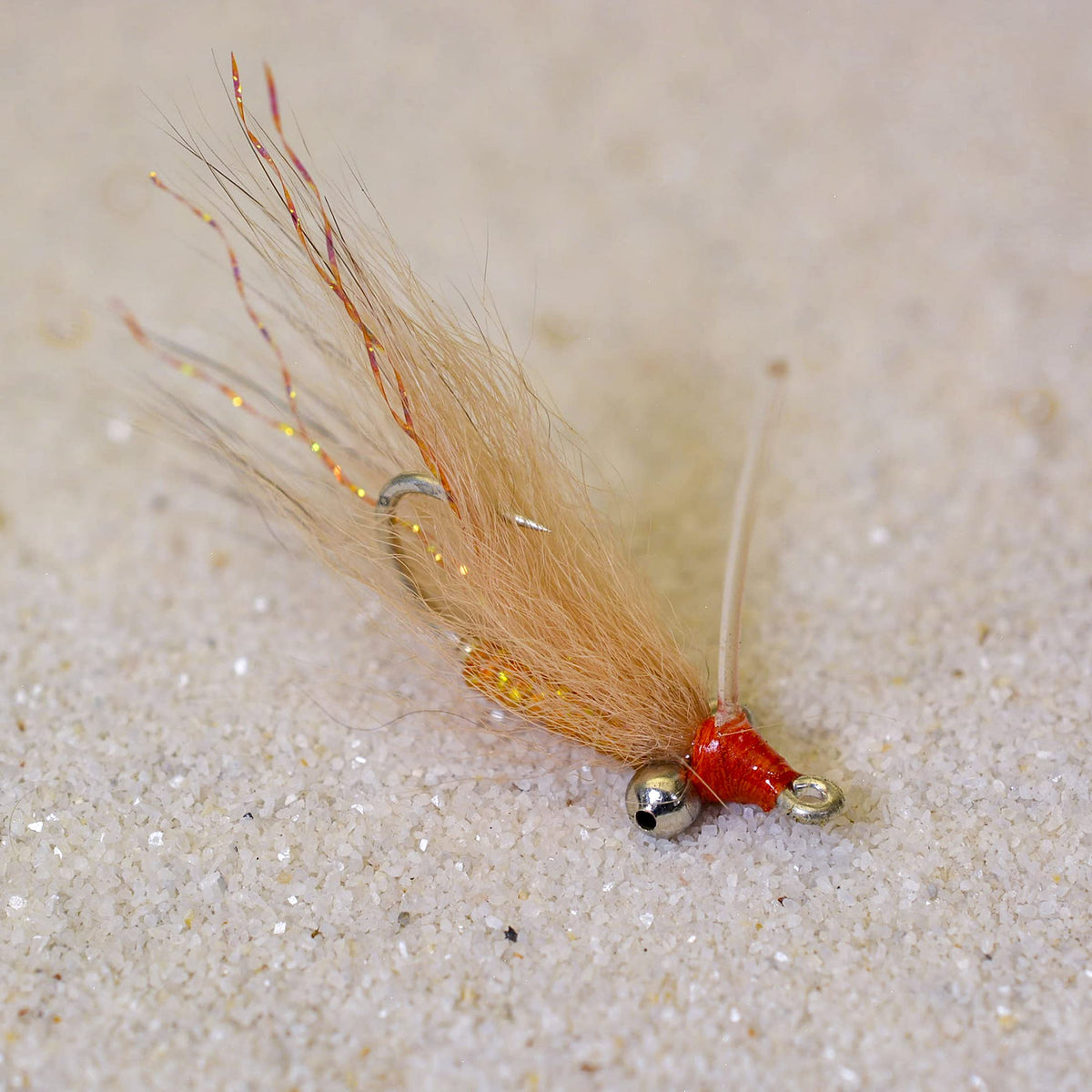 Region Fishing Crazy Charlie bonefish fly in tan and orange for flats fishing.