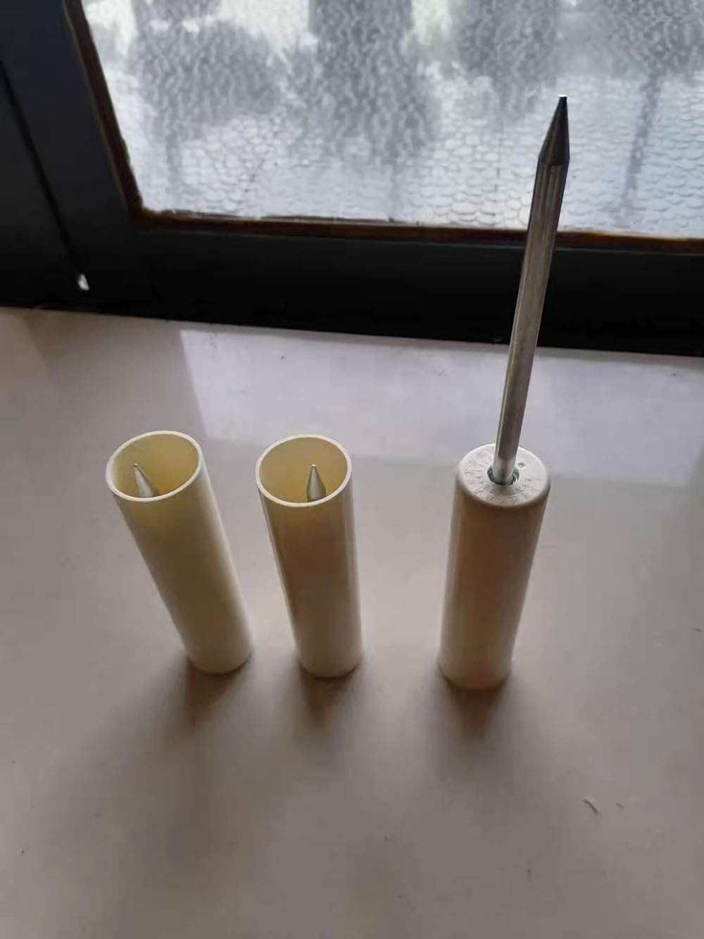 Close-up of reinforced PVC rod stand