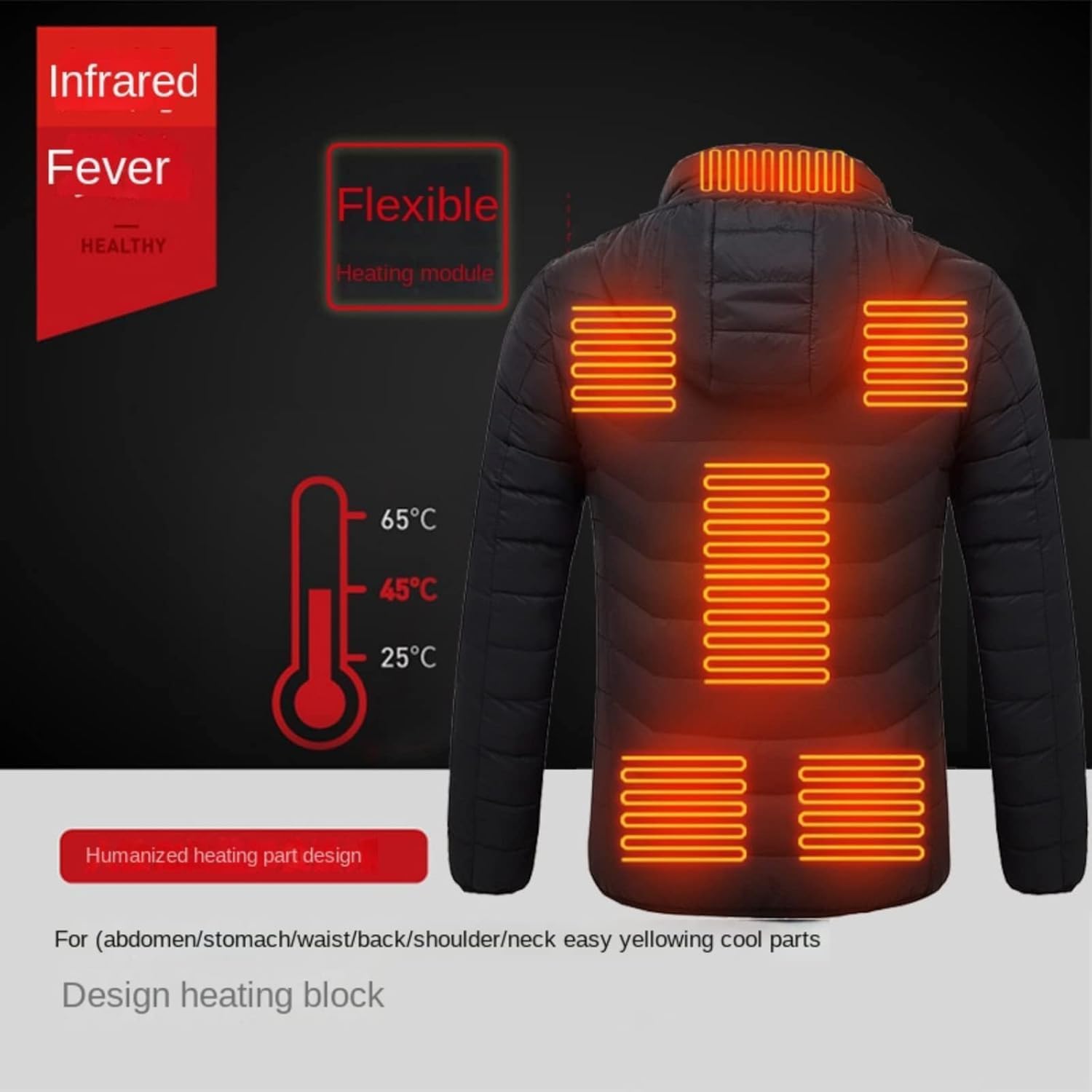 REIOASUD heated hoodie inner lining with soft cotton comfort.