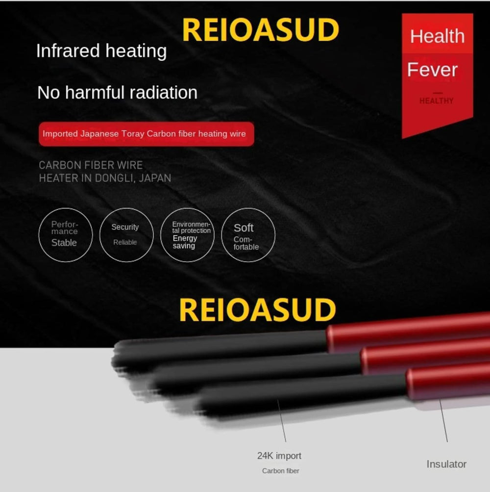 REIOASUD heated hoodie zipper closure for sleek, secure fit.
