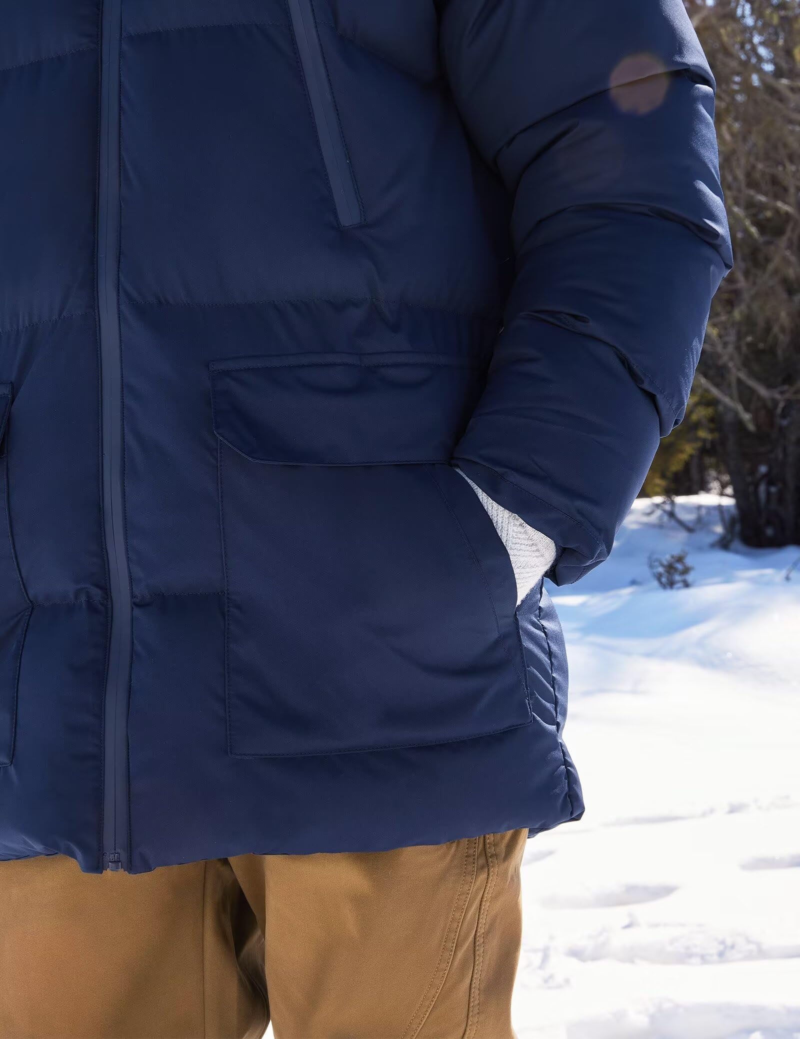 Rejork coat pockets and zip-closure detail promote secure storage on outings.