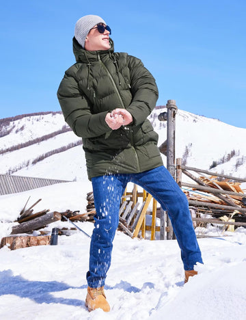 Rejork men's parka long hem shows extended coverage in cold.