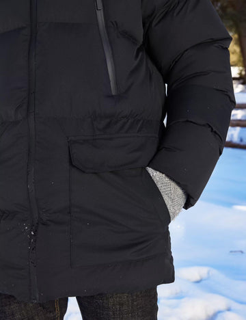 Rejork coat long-length coverage illustrating full upper-body warmth in cold weather