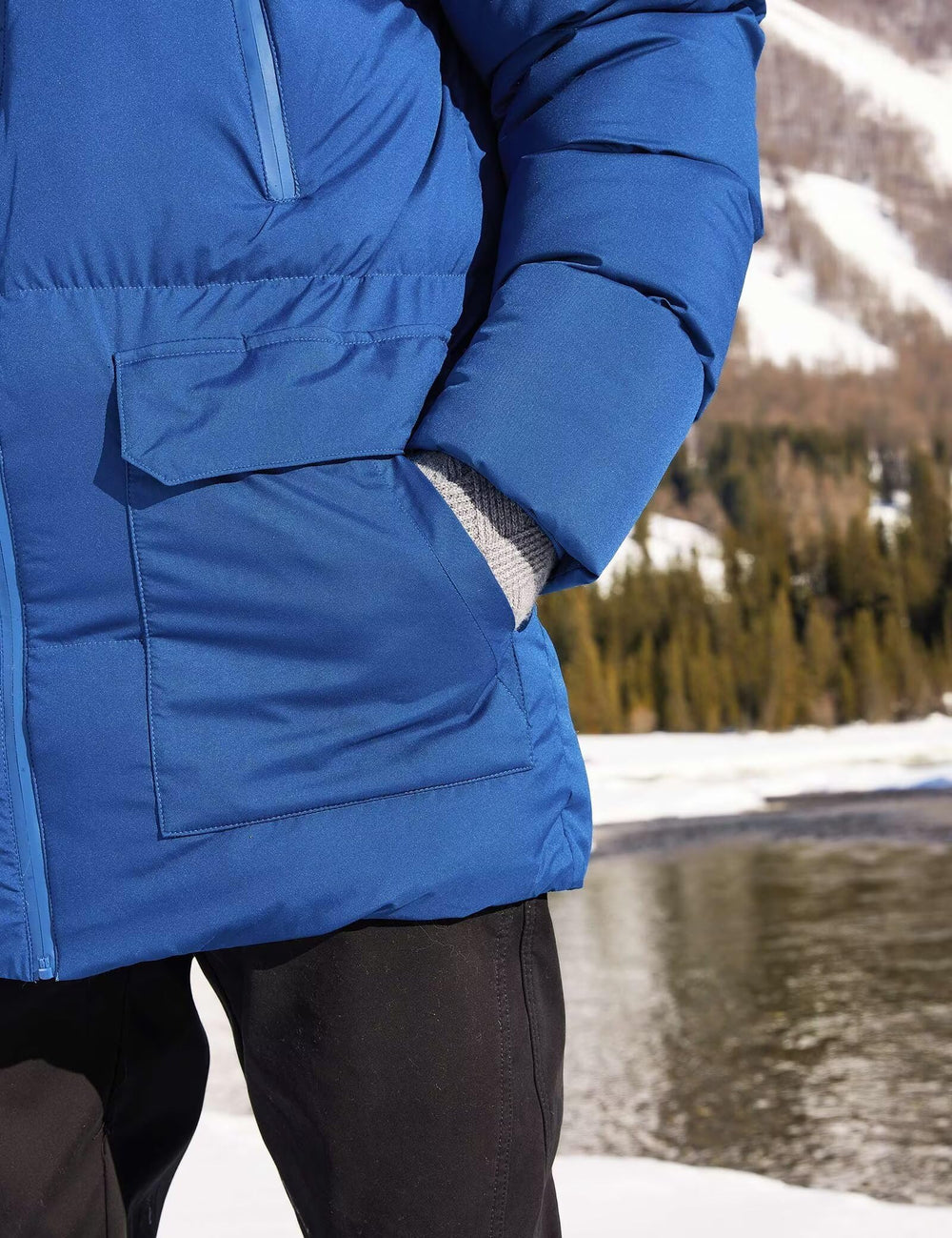Rejork stitching detail on sleeve illustrating warmth and structure.