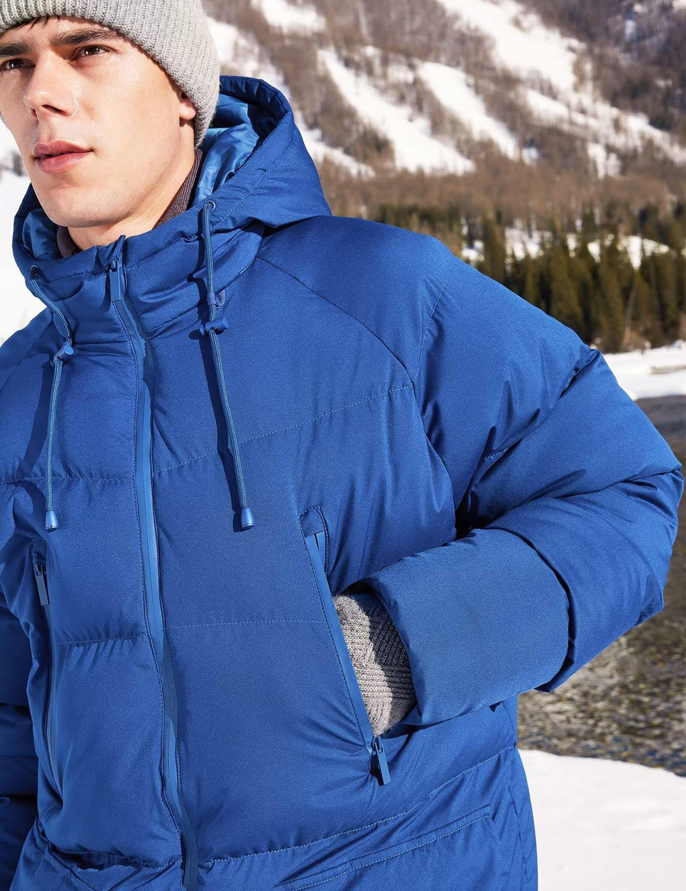 Rejork royal blue zipper detail emphasizing durable weather-ready closure.